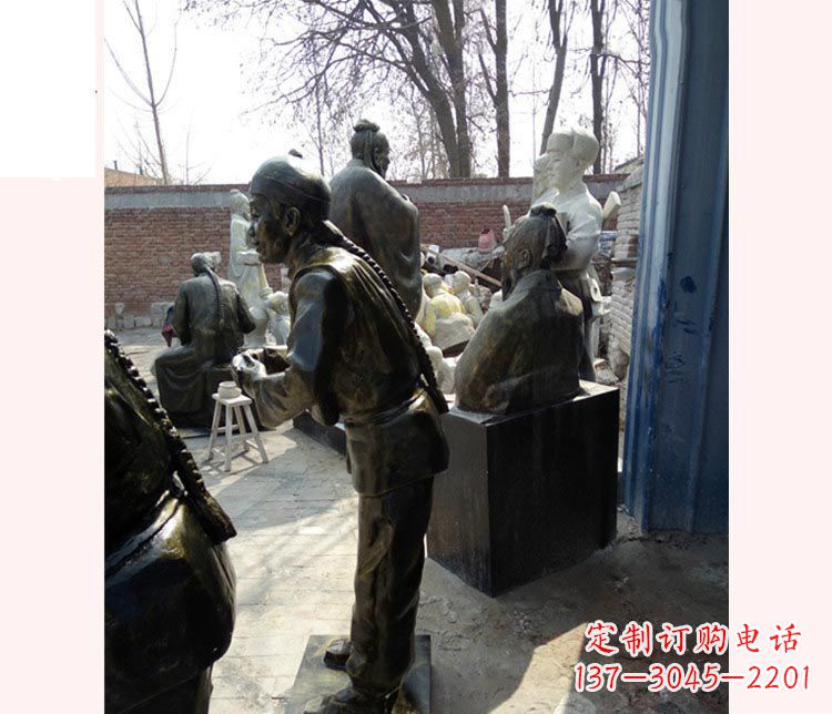 贵州作揖的店小二铜雕