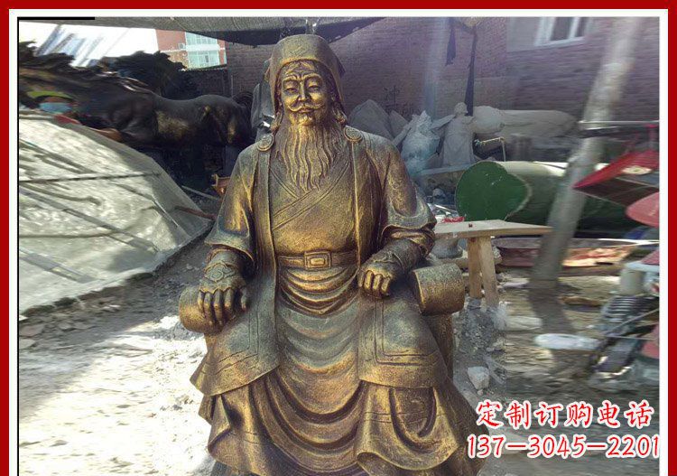 贵州坐式成吉思汗铜雕
