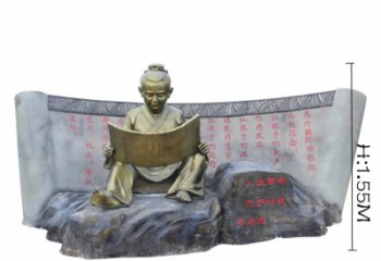 贵州读竹简的古代儿童铜雕