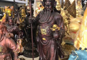 贵州紫铜关公持刀铜雕塑