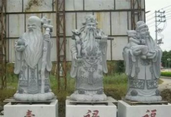 贵州宗教庙宇大理石福禄寿雕塑