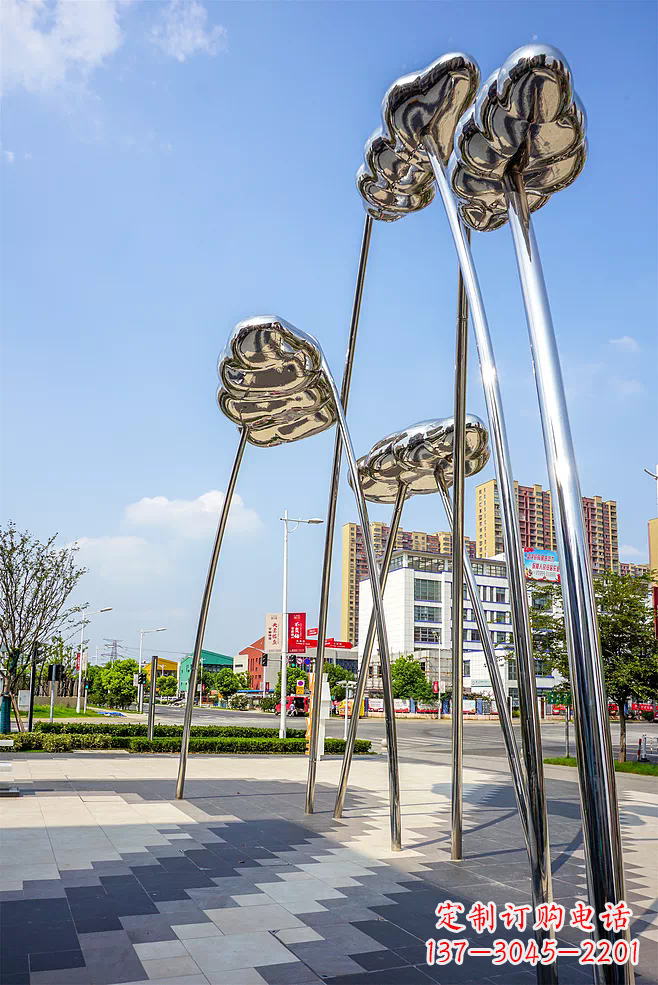贵州荷叶雕塑-广场不锈钢抽象艺术荷叶雕塑