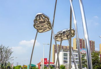 贵州荷叶雕塑-广场不锈钢抽象艺术荷叶雕塑